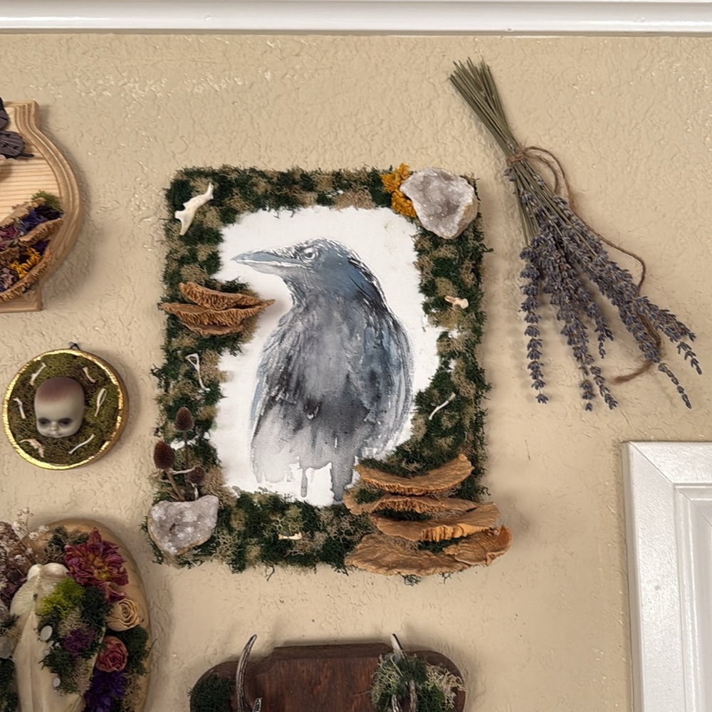 Nature-Inspired Bird Art with Green and Brown Accents